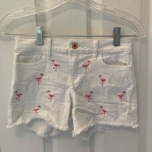 Abercrombie kids white shorts with flamingo detail